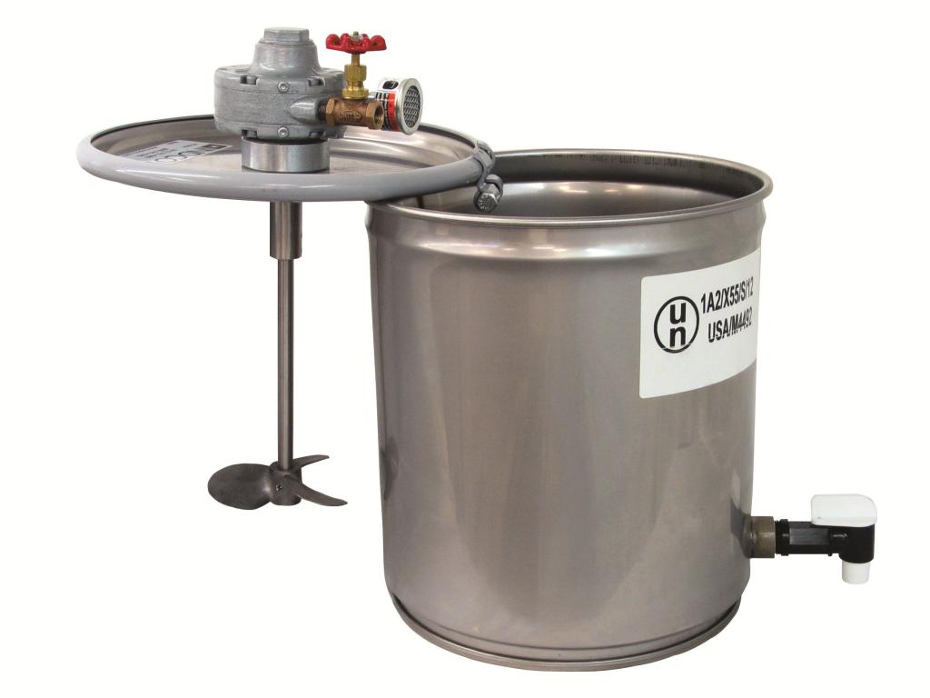 3/4 HP Air Mixer with 10-Gallon SS Pail and Dispensing Valve Image